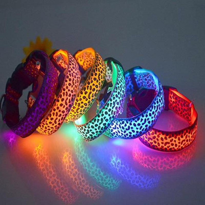 LED Dog Safety Collar – Adjustable Nylon Light-Up Night Collar