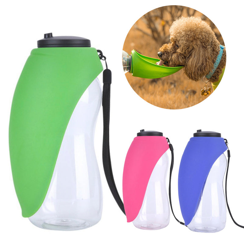 680ml portable dog water bottle with drinking trough