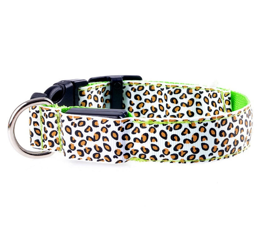 LED Dog Safety Collar – Adjustable Nylon Light-Up Night Collar
