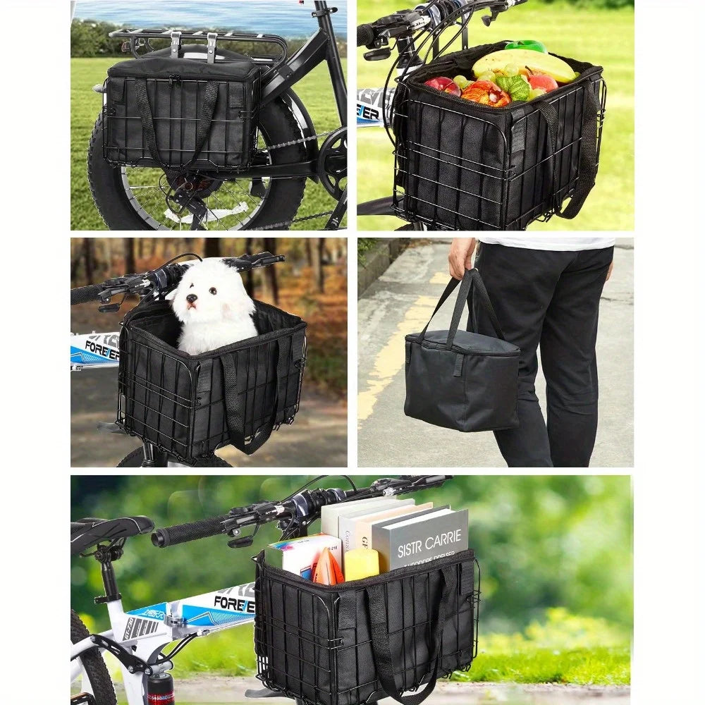 Large Dog Bike Basket Bag – Front/Rear Pet Carrier