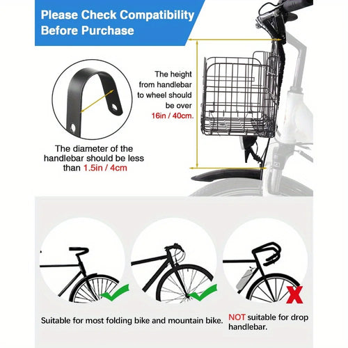 Large Dog Bike Basket Bag – Front/Rear Pet Carrier