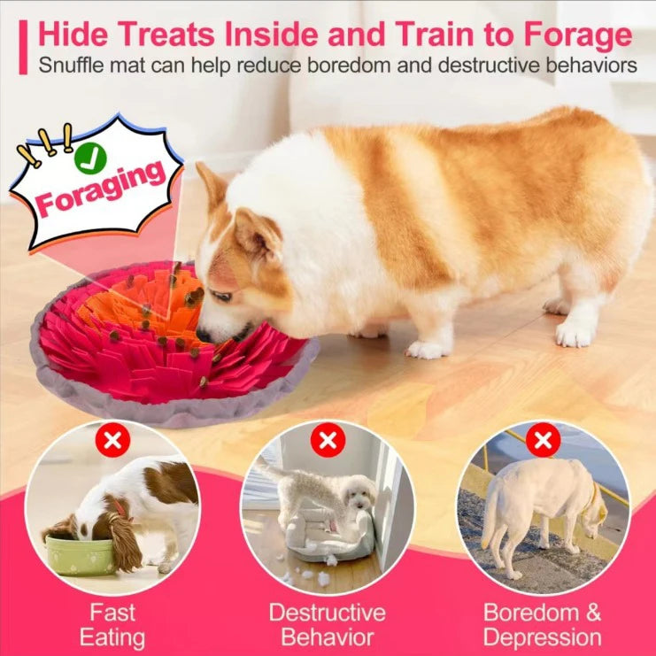 Dog Snuffle Mat Slow Feeder - Foldable Washable Foraging Pad for Dogs & Cats
