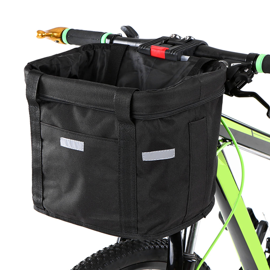 Dog Bike Basket – Waterproof Foldable Handlebar Pet Carrier for Small Dogs & Cats, Removable Front Bicycle Basket with Aluminium Frame, Holds up to 17 lb