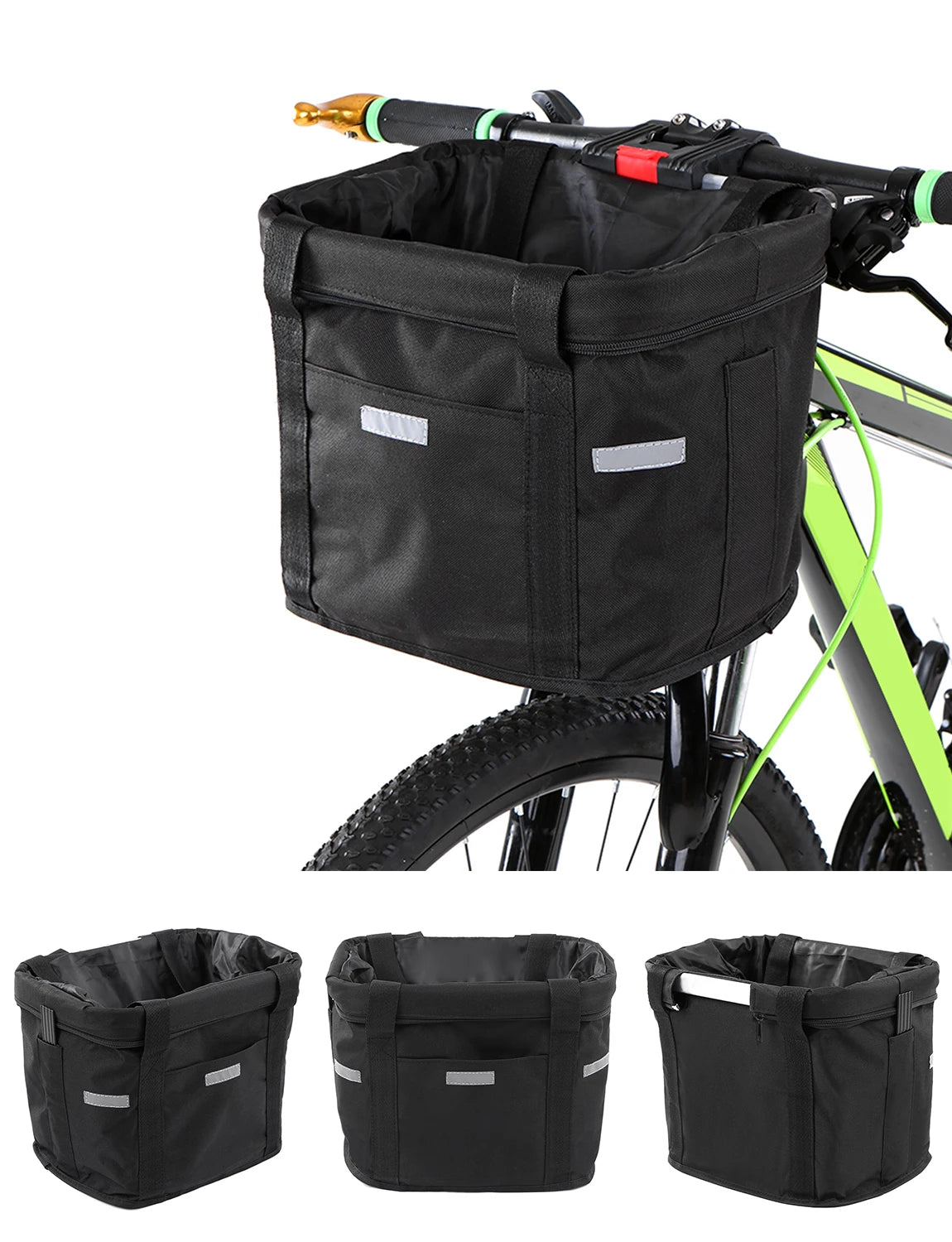 Dog Bike Basket – Waterproof Foldable Handlebar Pet Carrier for Small Dogs & Cats, Removable Front Bicycle Basket with Aluminium Frame, Holds up to 17 lb