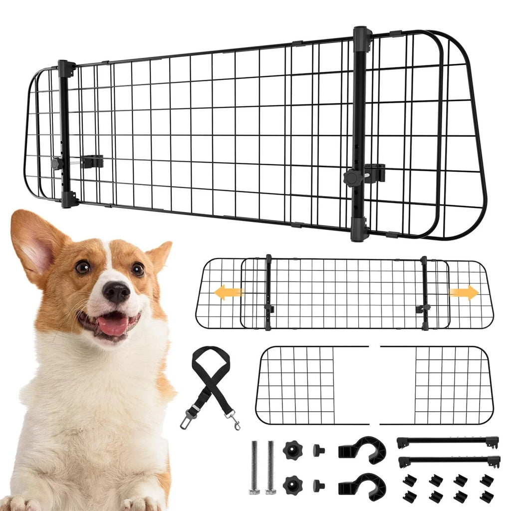 Dog Guard Car Large Dog Gate Pet Animal Safety Fence Iron Mesh Guard Barrier for Car Trunk 16'' Width Car Dog Partition Grid
