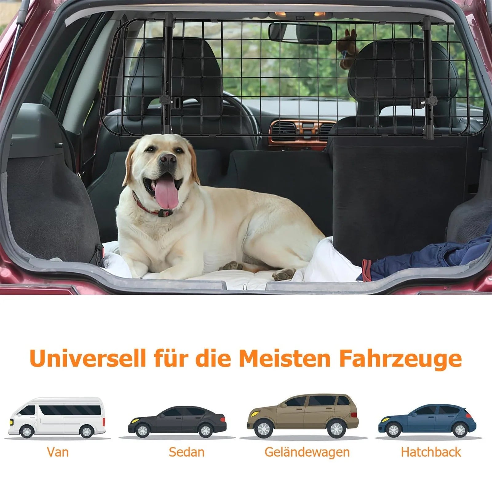 Dog Guard Car Large Dog Gate Pet Animal Safety Fence Iron Mesh Guard Barrier for Car Trunk 16'' Width Car Dog Partition Grid