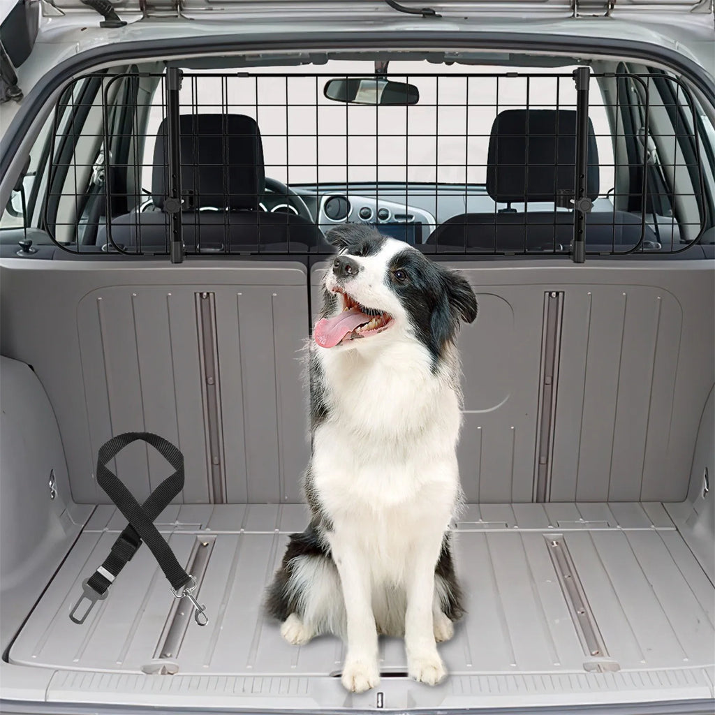 Dog Guard Car Large Dog Gate Pet Animal Safety Fence Iron Mesh Guard Barrier for Car Trunk 16'' Width Car Dog Partition Grid