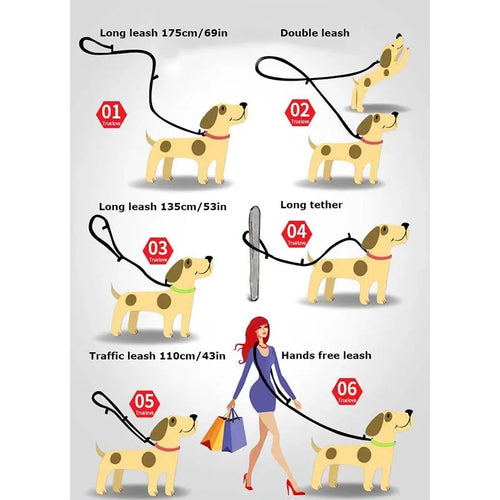 Truelove 7-in-1 Multi-Function Dog Lead – Reflective & Hands-Free